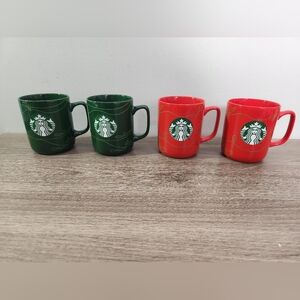 Starbucks Coffee Mug 2020 Red & Green With Green Mermaid Logo